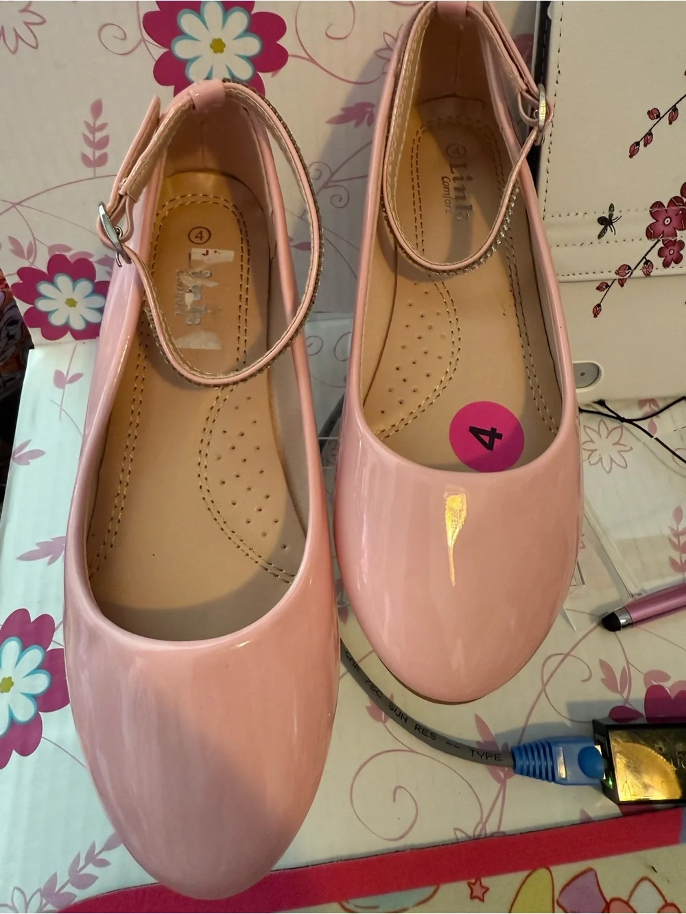 Pink Ankle-Strap Ballet Flats Dress shoes